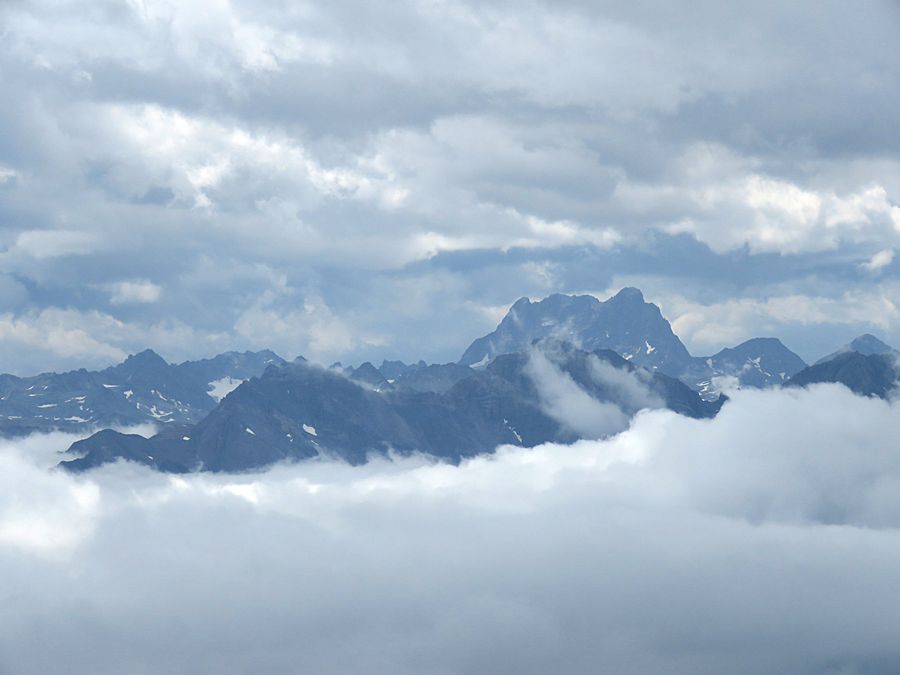 mountains in clouds