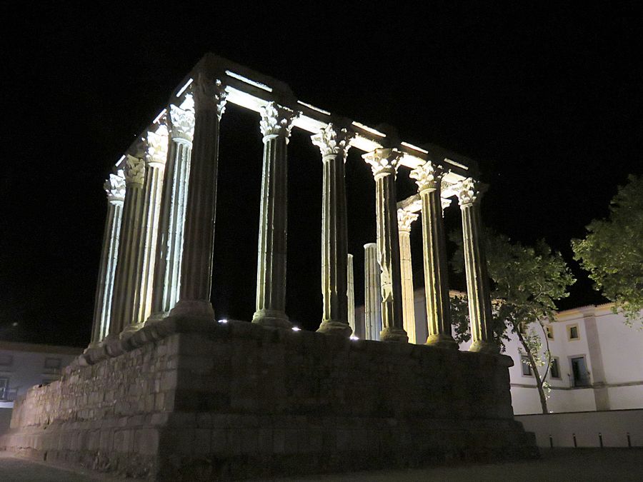 Roman temple at night