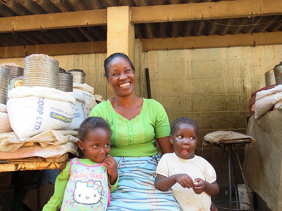 mother and kids